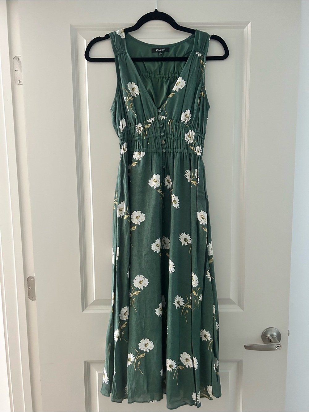 Madewell Green Floral Daisy Button Front Midi Dress Size 00